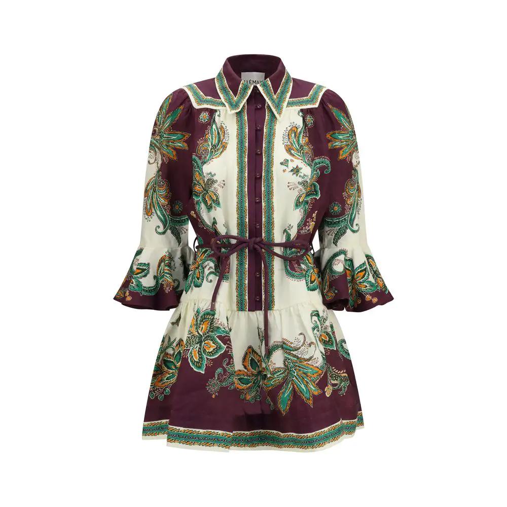 Robe décontractée en lin multicolore Alemais