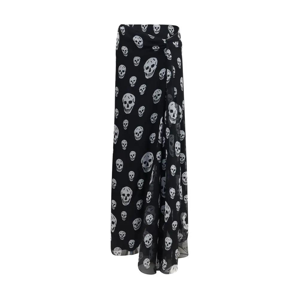 Alexander McQueen Black Silk Long Skirt