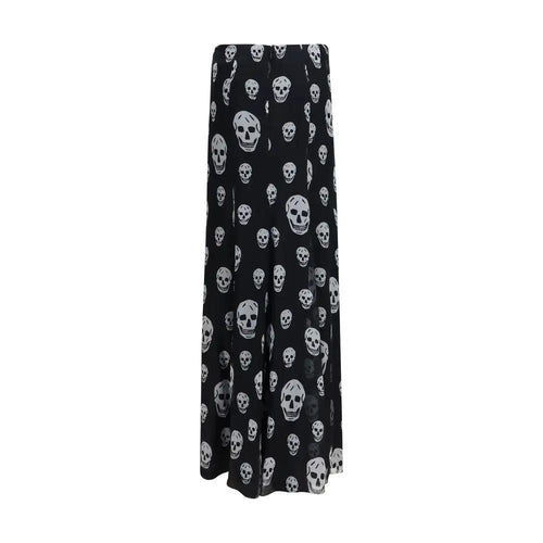 Jupe longue en soie noire Alexander McQueen