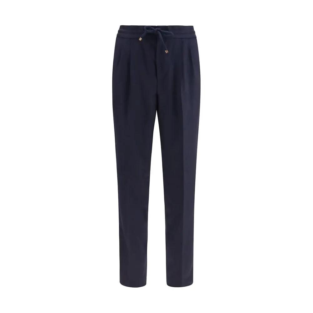 Pantalon décontracté Brunello Cucinelli en laine bleue Oves Aries