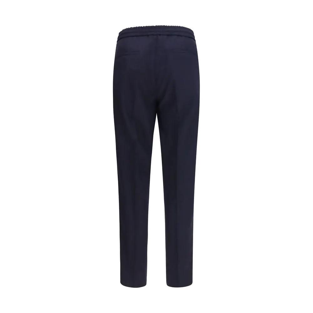 Pantalon décontracté Brunello Cucinelli en laine bleue Oves Aries