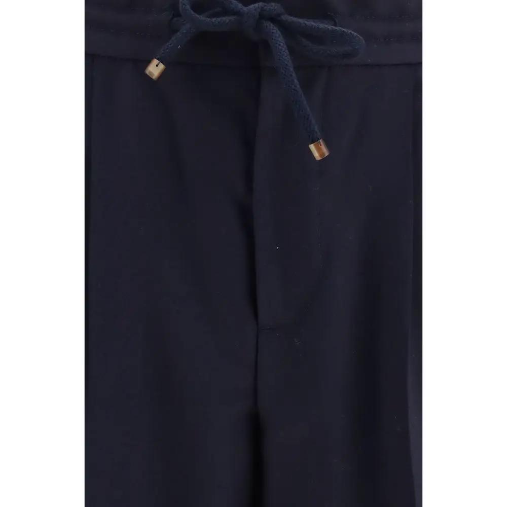 Pantalon décontracté Brunello Cucinelli en laine bleue Oves Aries