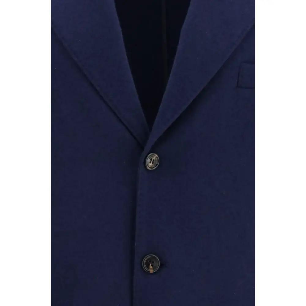 Brunello Cucinelli Blue Cashmere Full-Length Jacket