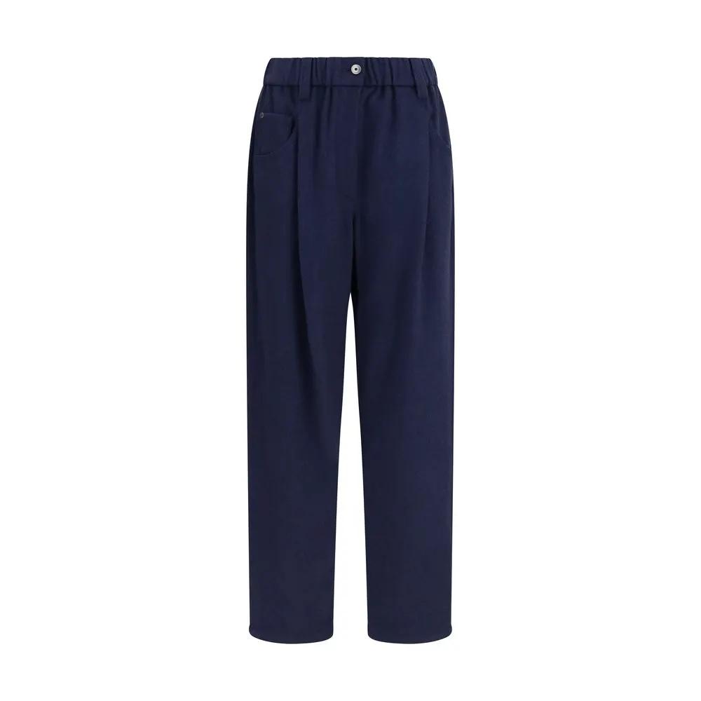 Pantalon Brunello Cucinelli en Laine Bleu Oves Aries