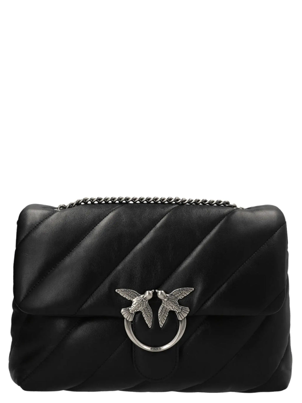 PINKO Black Lamb Leather Crossbody Bag