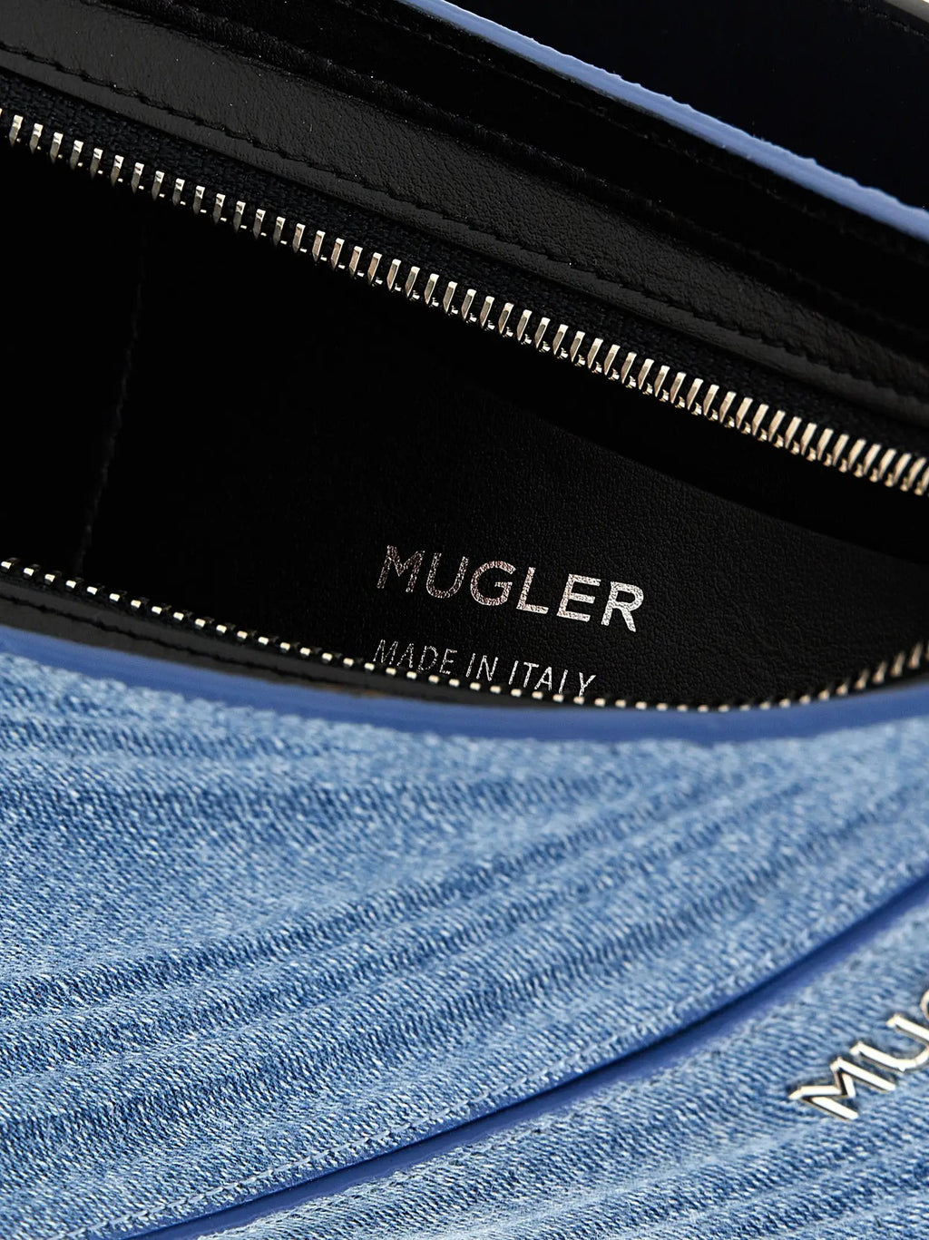 Mugler Blue Calfskin Shoulder Bag