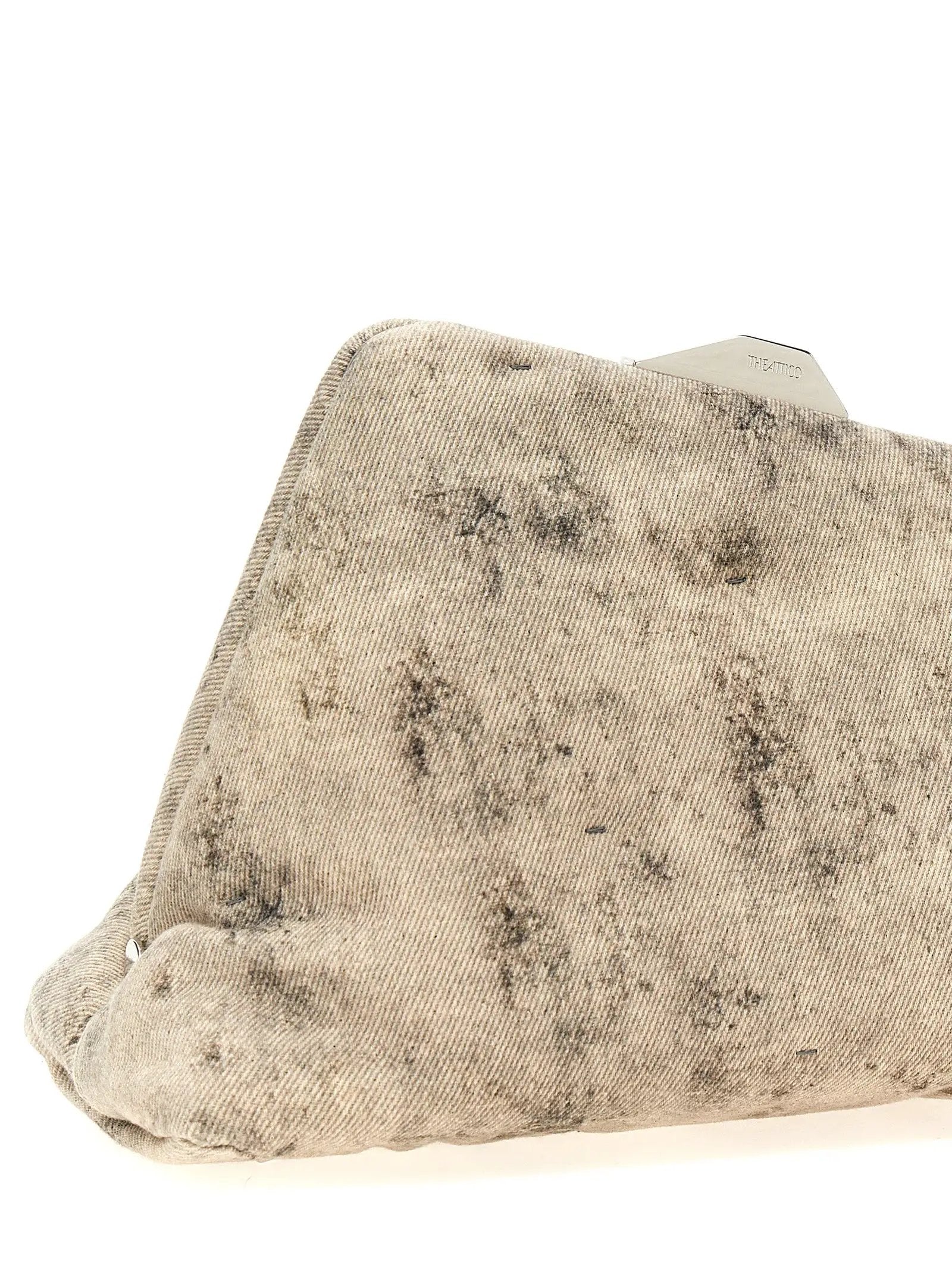 The Attico Gray Leather Clutch Bag