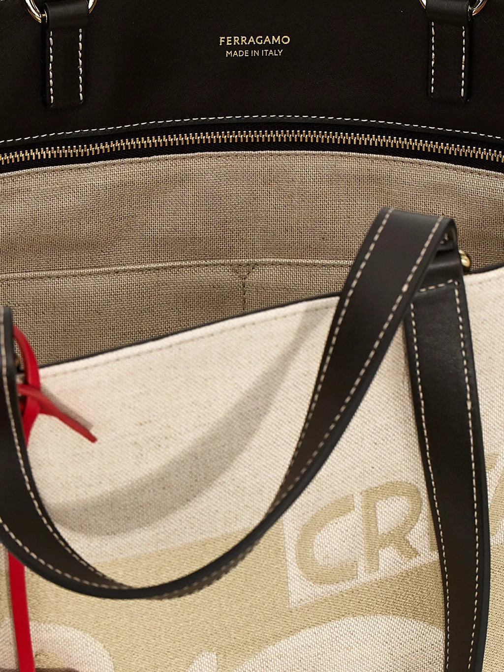 Ferragamo Beige Fabric Tote Bag