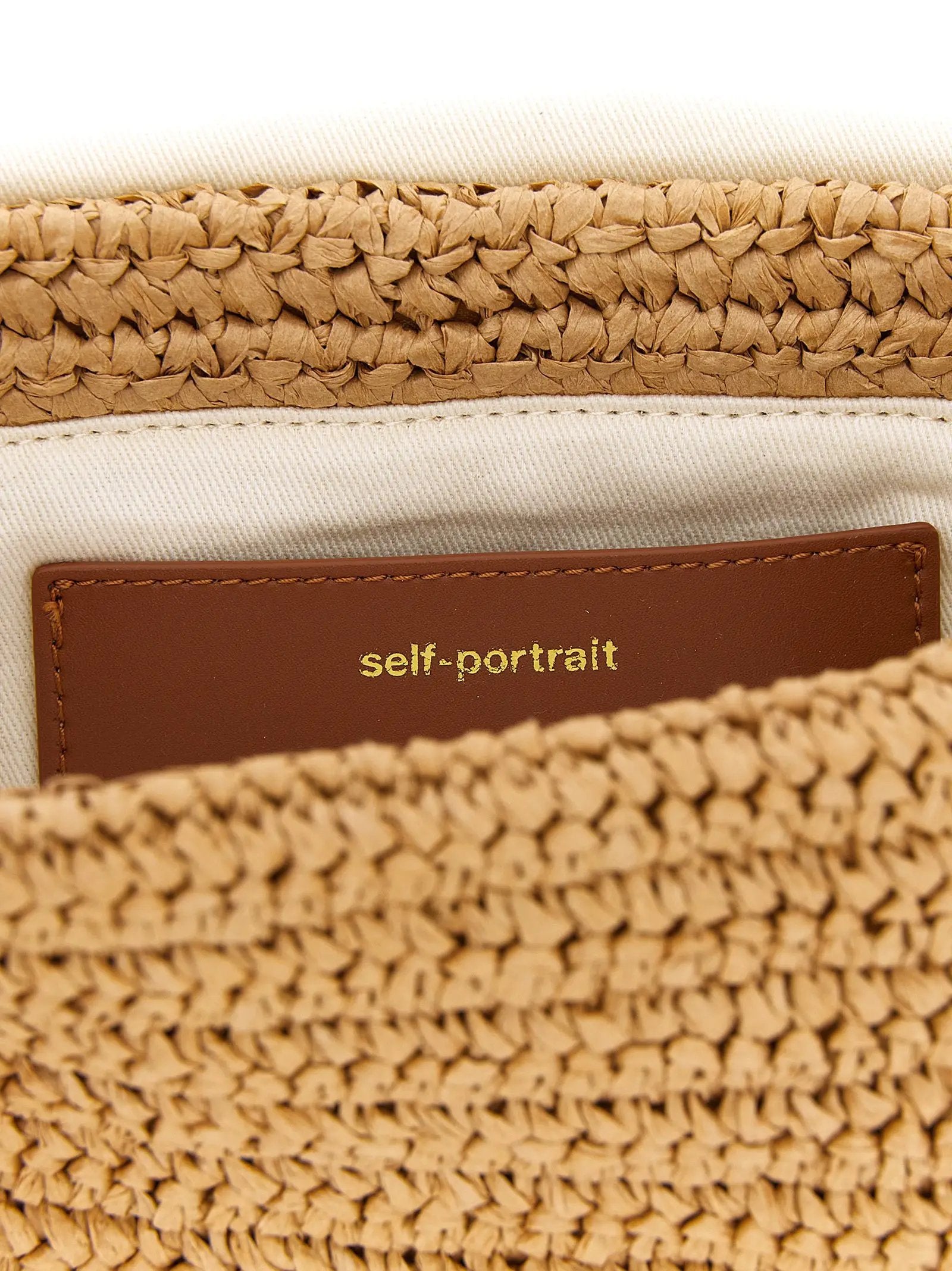 Self-Portrait Beige Raffia Shoulder Bag