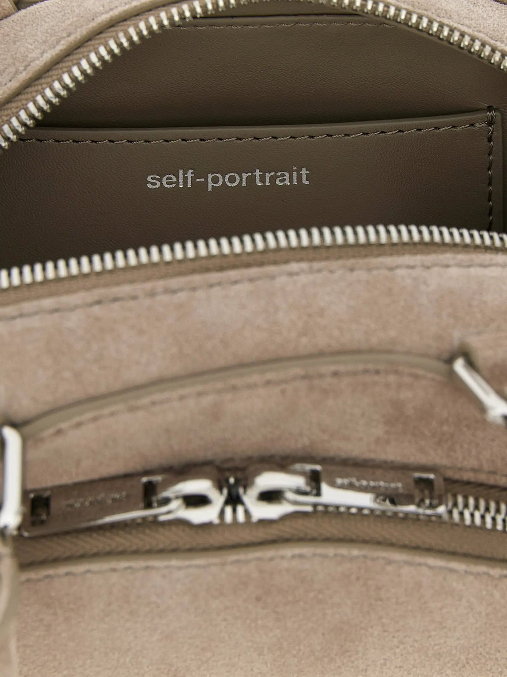 Self-Portrait Gray Lamb Leather Shoulder Bag