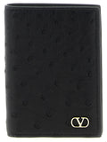 Valentino Garavani Black Ostrich Skin Cardholder