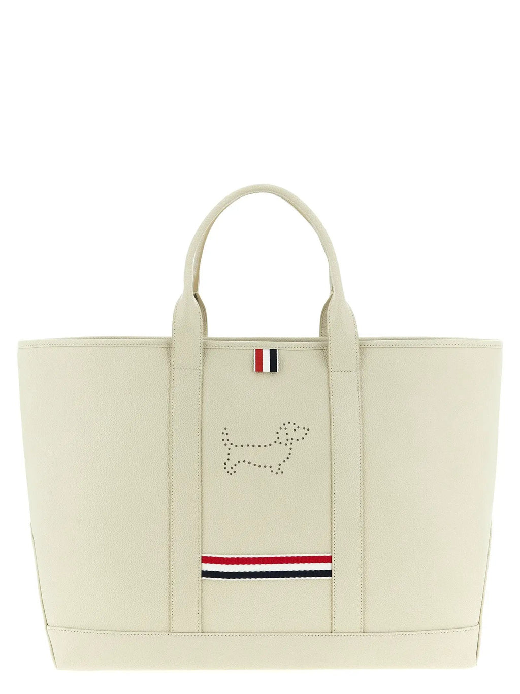 Thom Browne White Calfskin Tote Bag