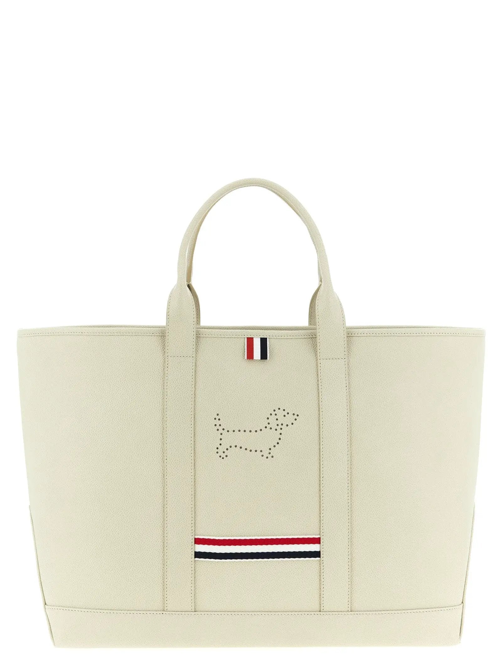 Thom Browne White Calfskin Tote Bag