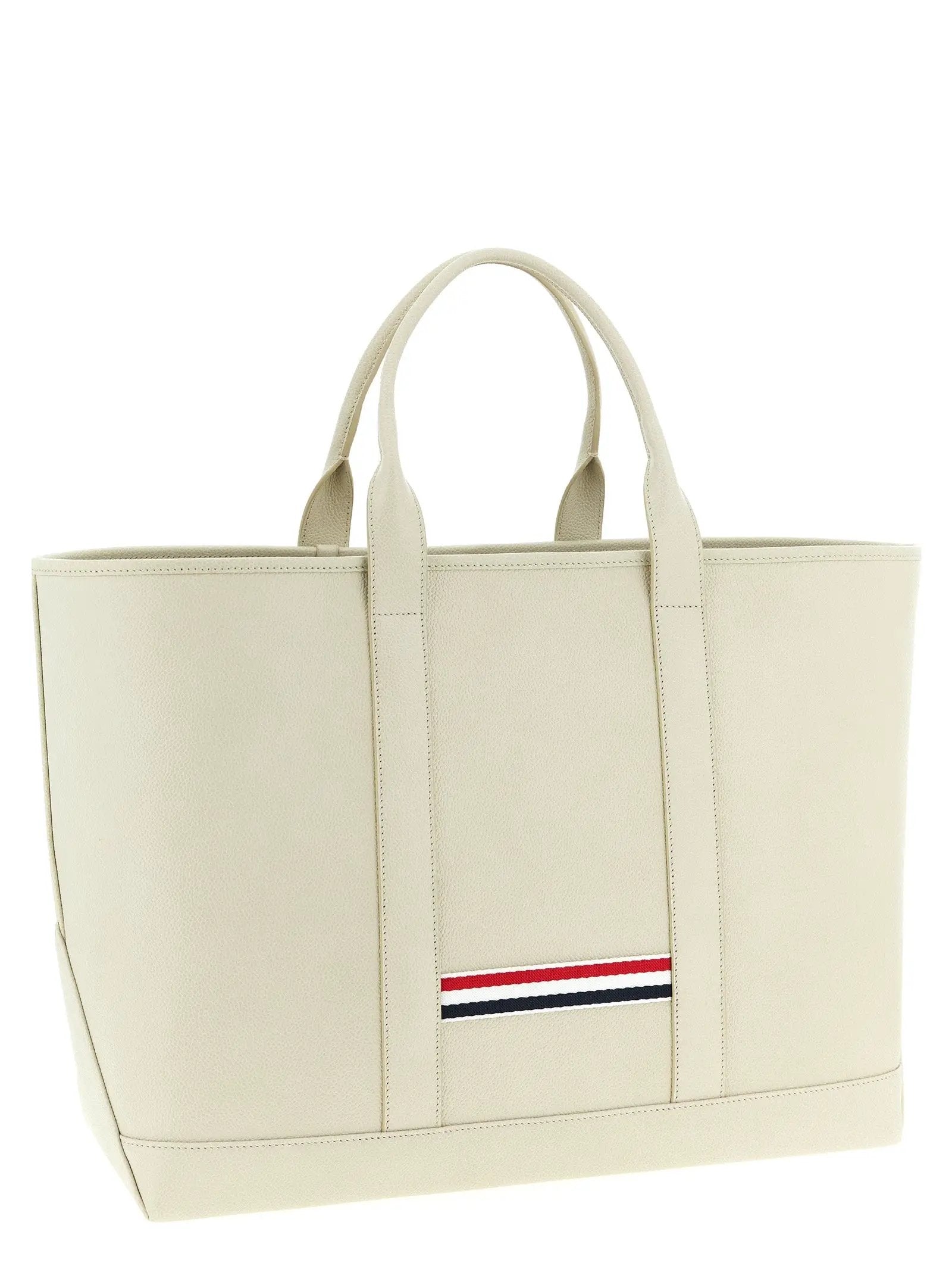 Thom Browne White Calfskin Tote Bag
