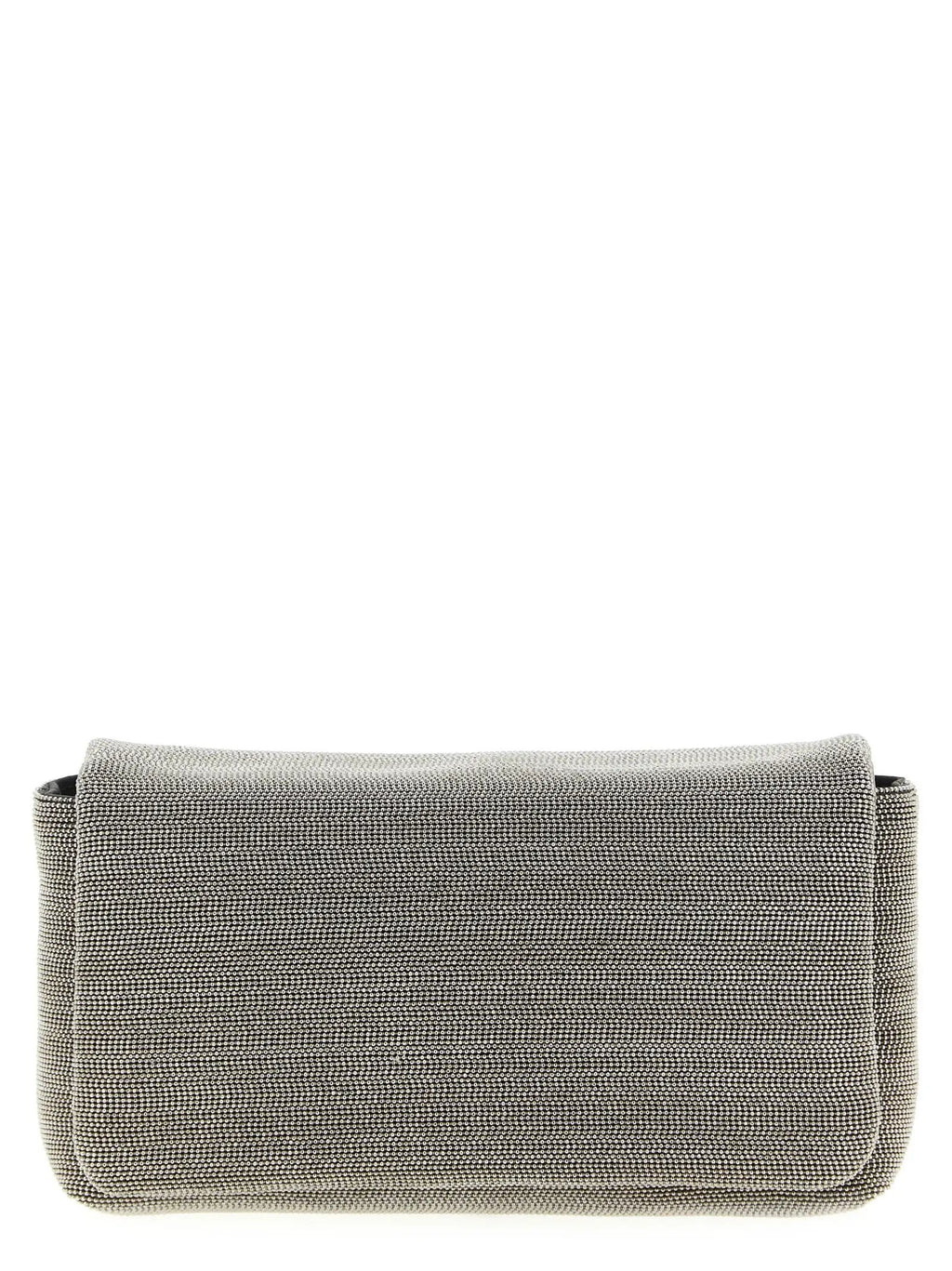 Brunello Cucinelli Silver Leather Clutch Bag