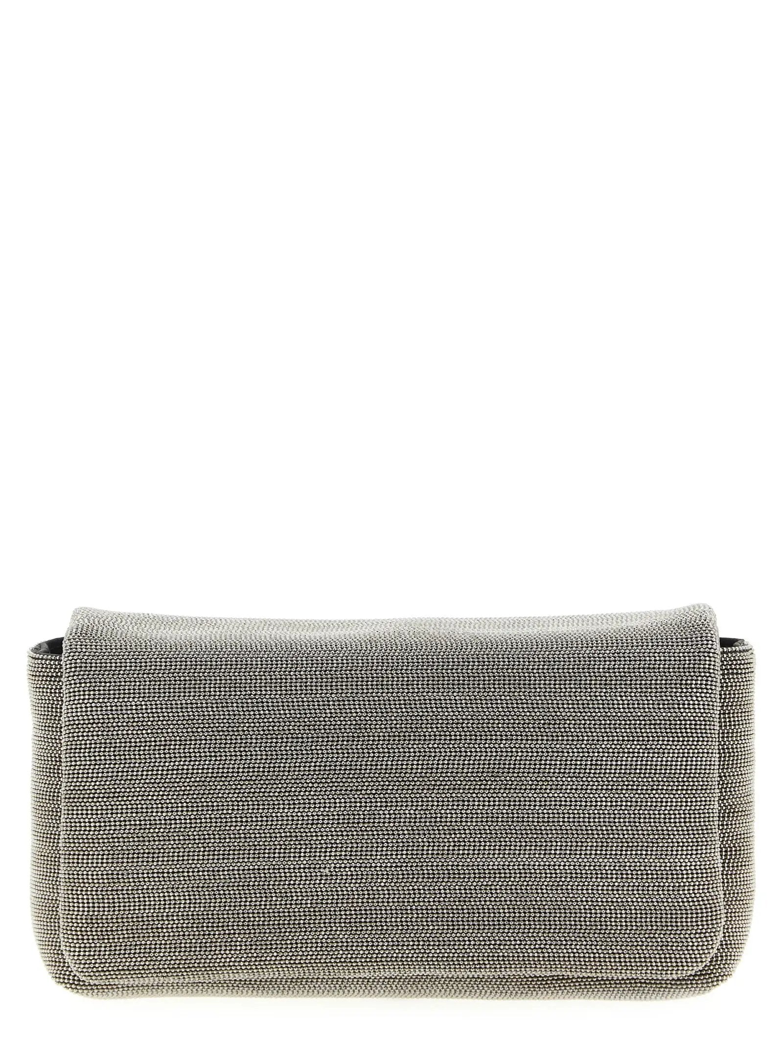 Brunello Cucinelli Silver Leather Clutch Bag