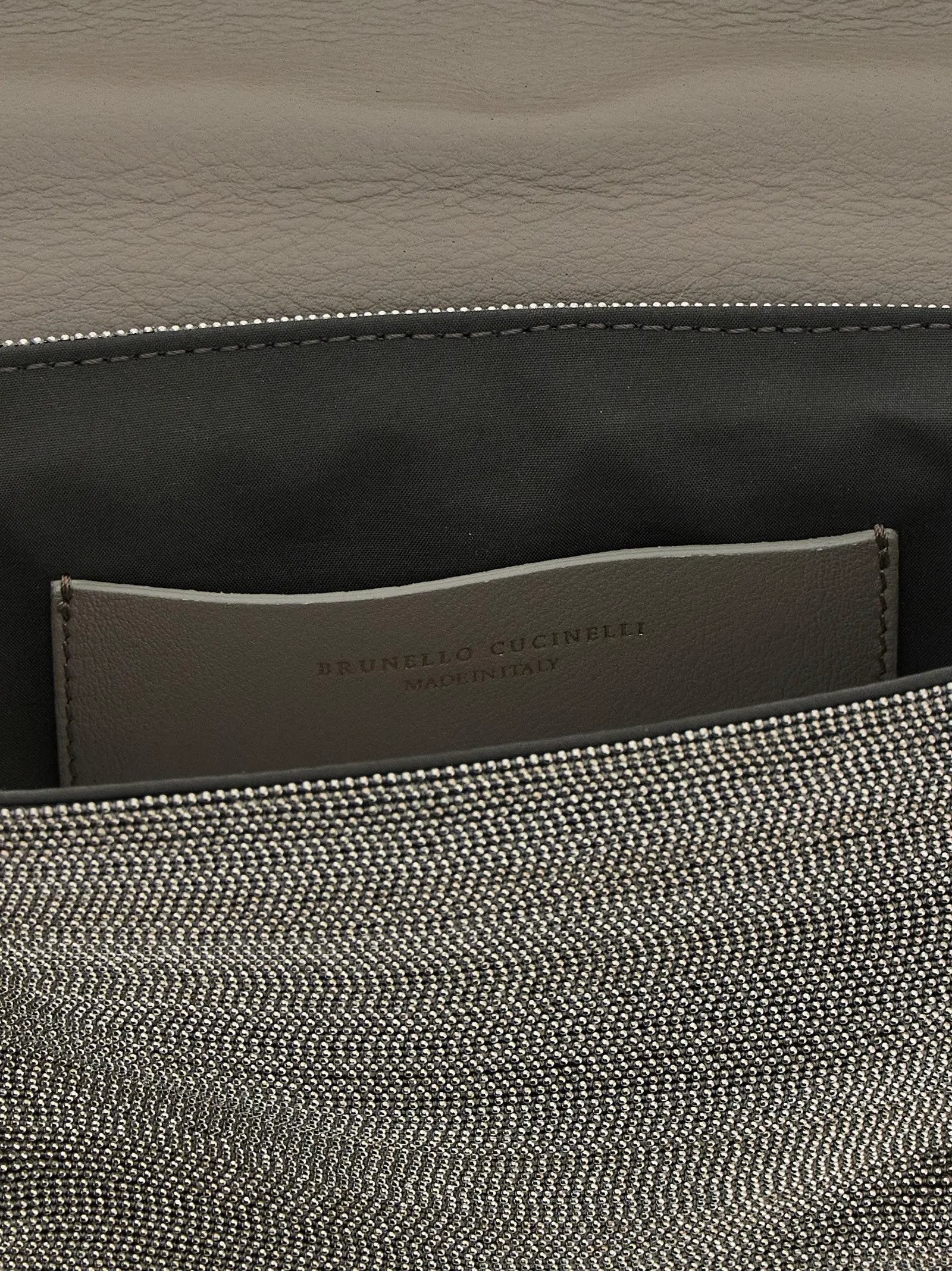 Brunello Cucinelli Silver Leather Clutch Bag