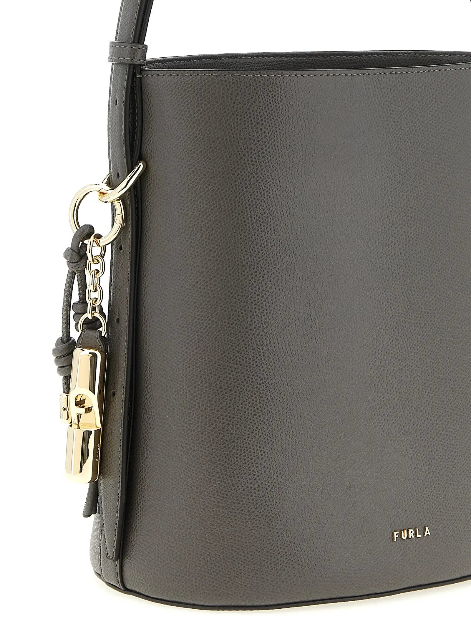 Furla Gray Calfskin Shoulder Bag