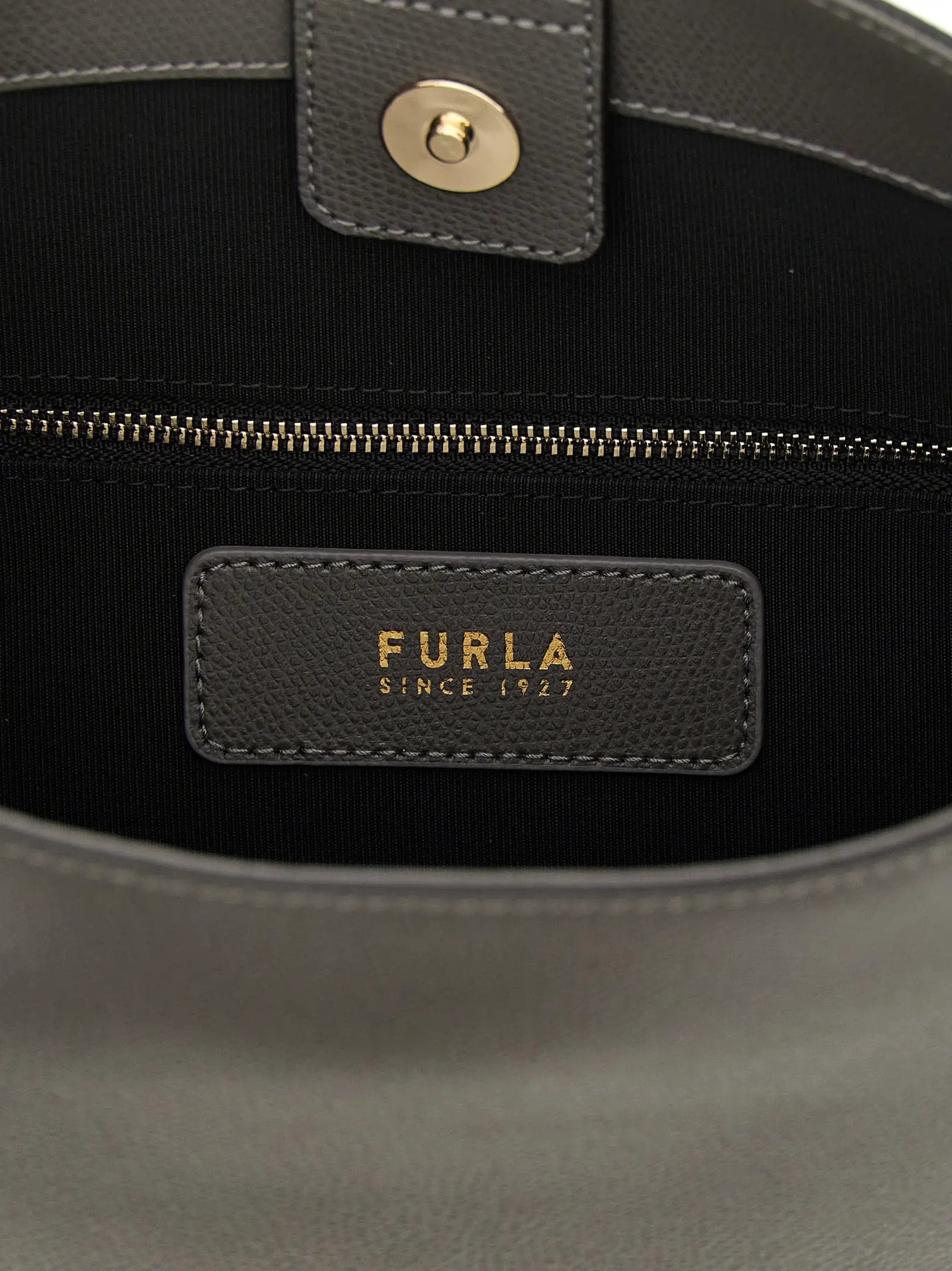 Furla Gray Calfskin Shoulder Bag