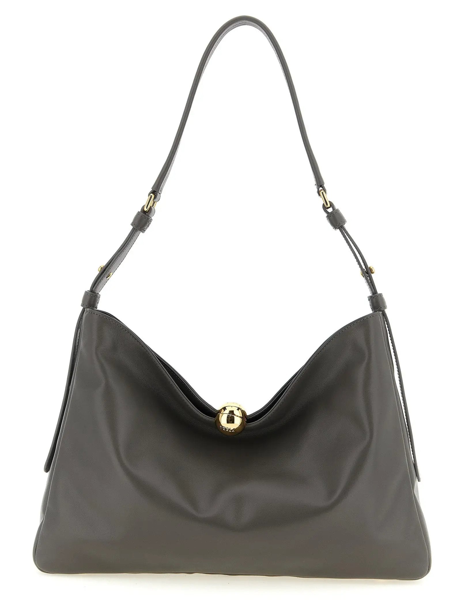 Furla Gray Calfskin Shoulder Bag