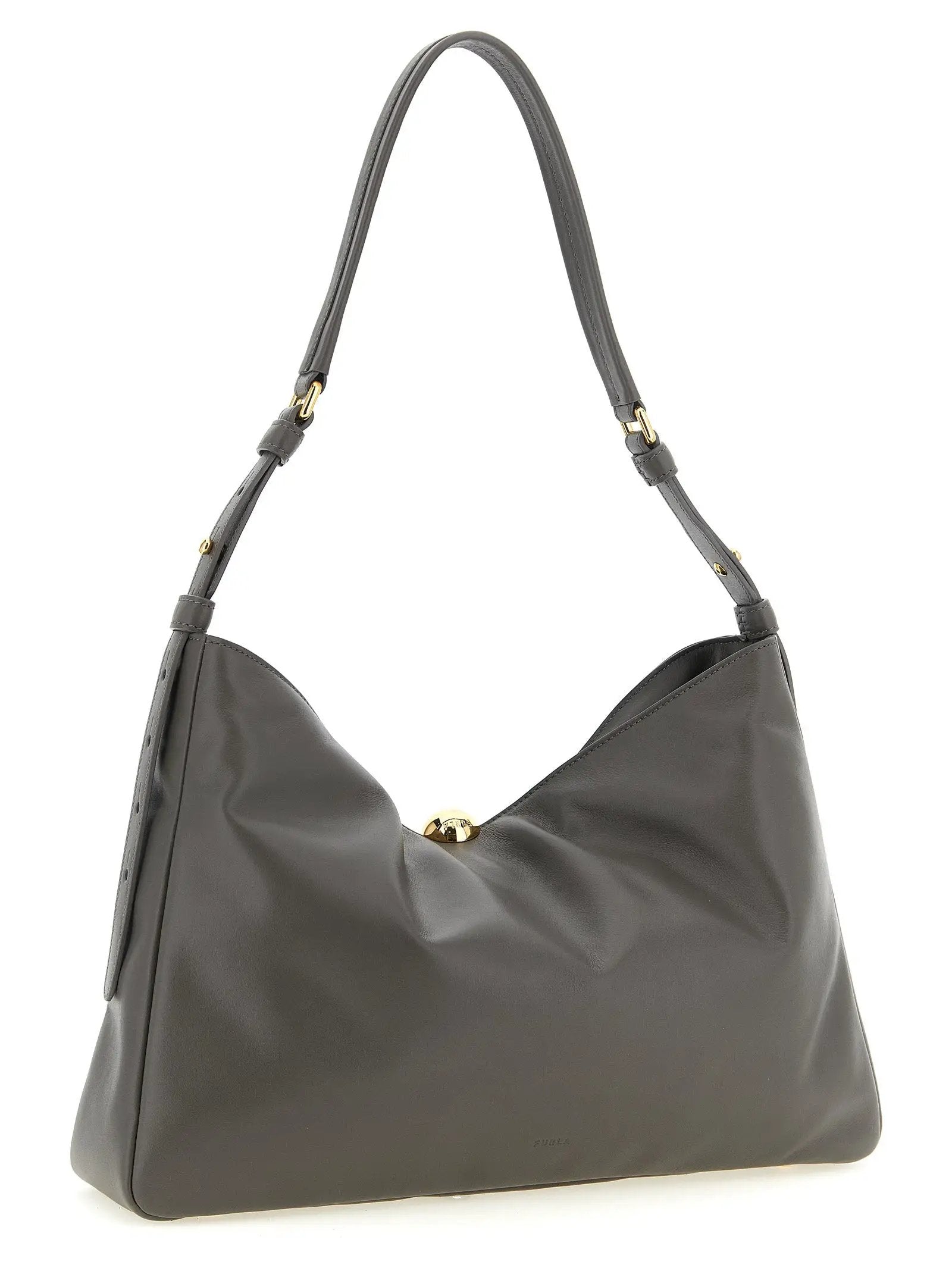 Furla Gray Calfskin Shoulder Bag