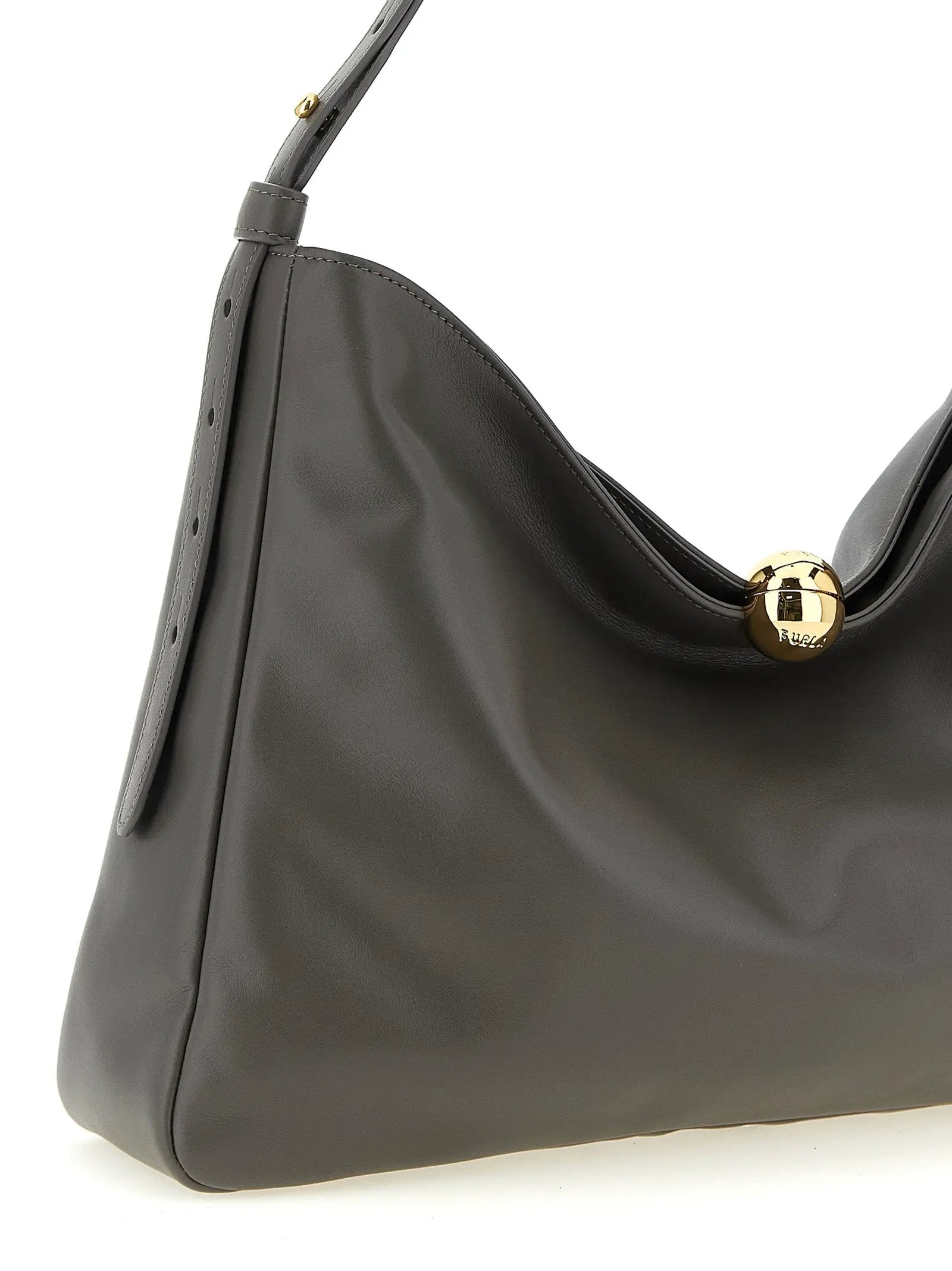 Furla Gray Calfskin Shoulder Bag