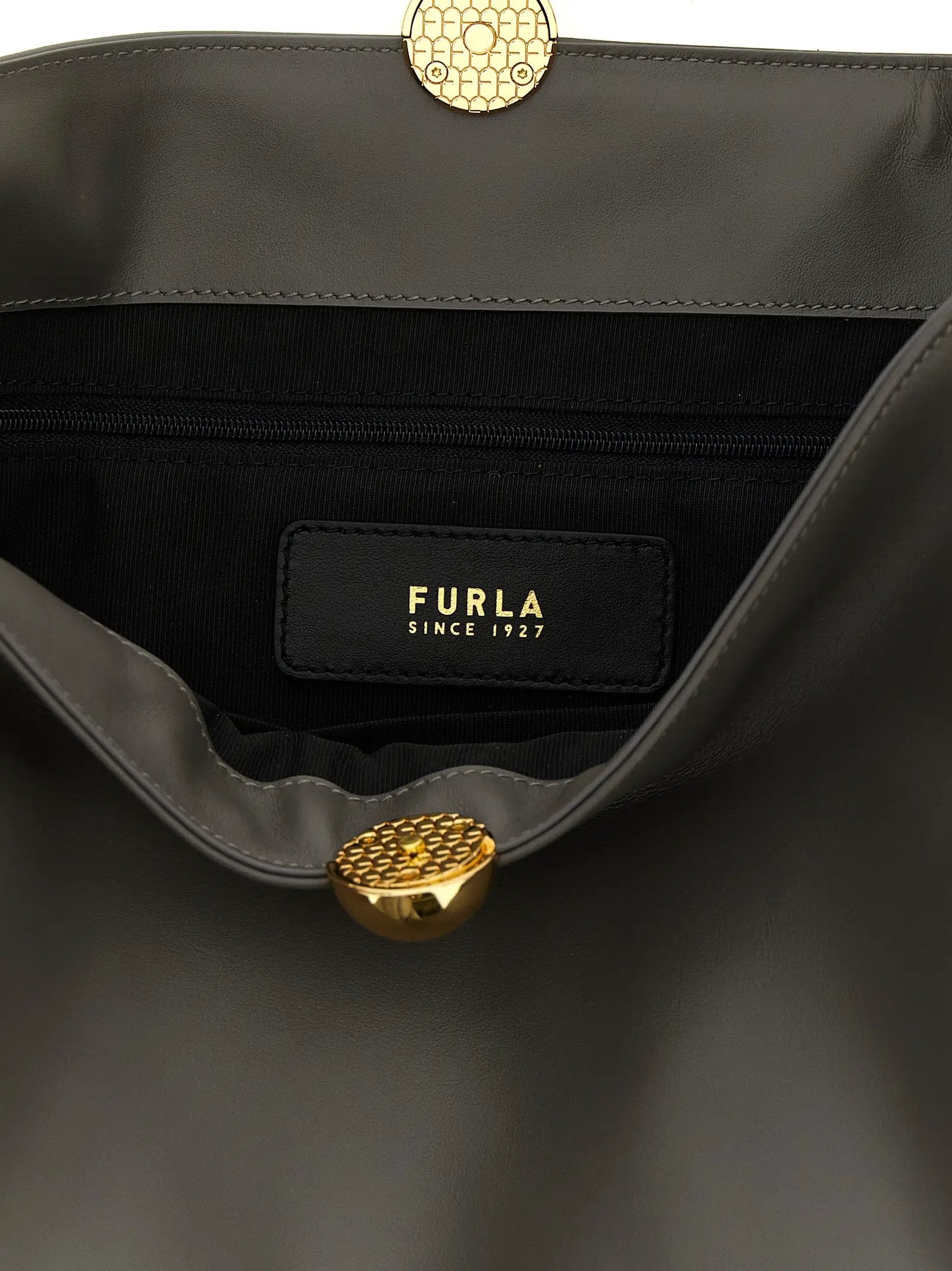 Furla Gray Calfskin Shoulder Bag