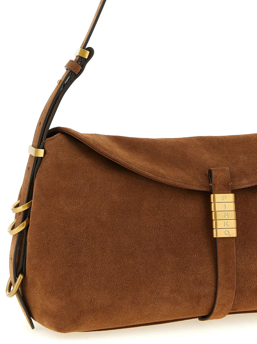 PINKO Brown Cowhide Shoulder Bag