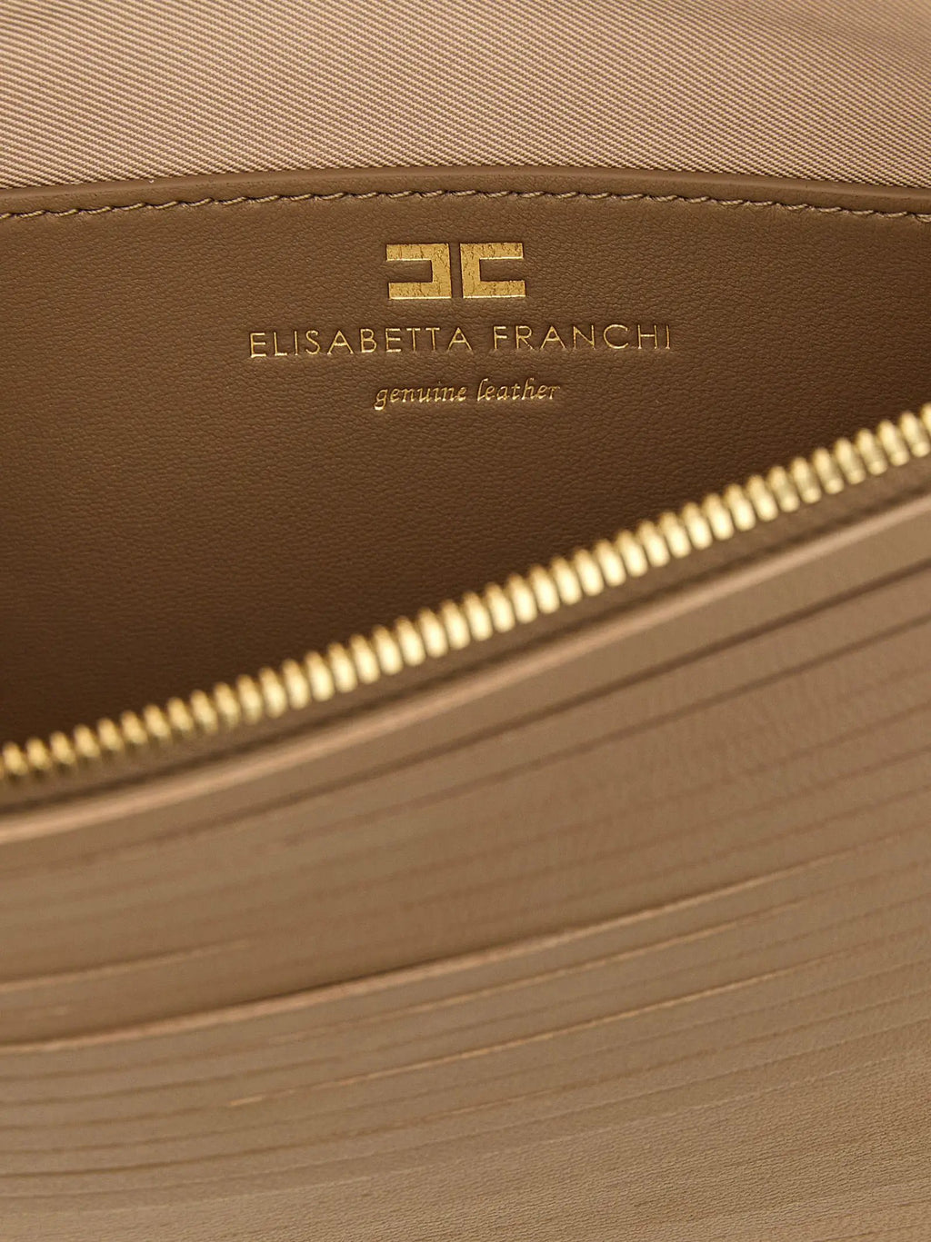 Elisabetta Franchi Beige Leather Clutch Bag