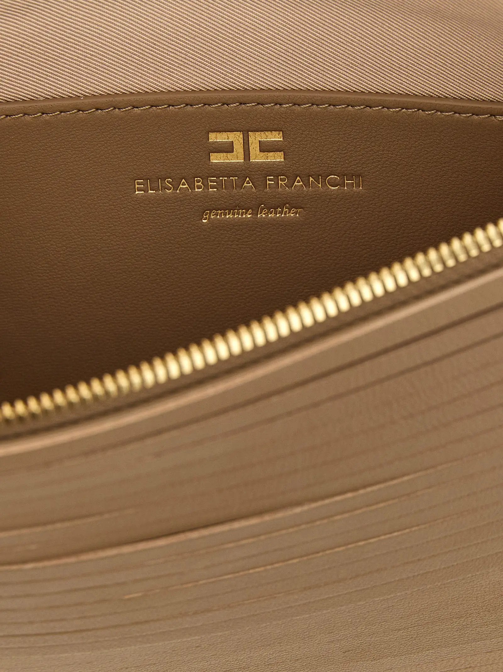 Elisabetta Franchi Beige Leather Clutch Bag