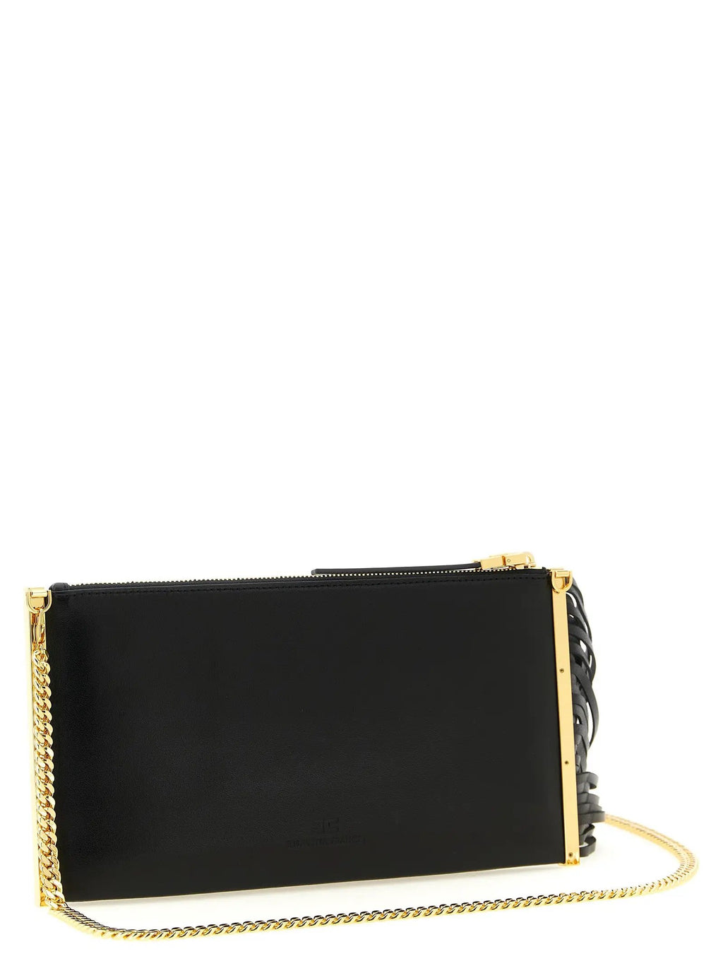 Elisabetta Franchi Black Leather Clutch Bag