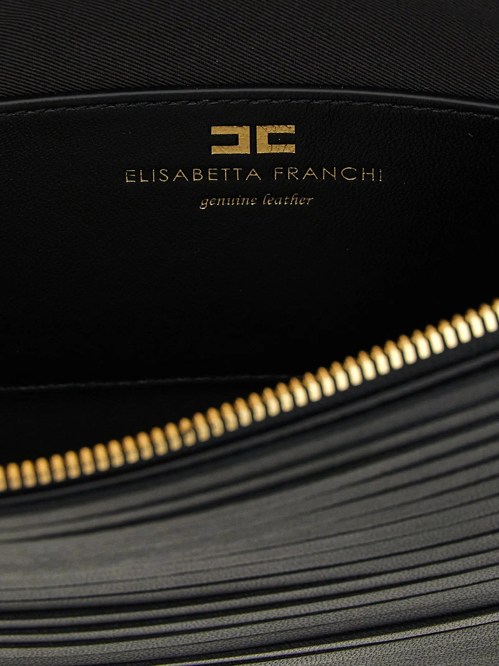 Elisabetta Franchi Black Leather Clutch Bag