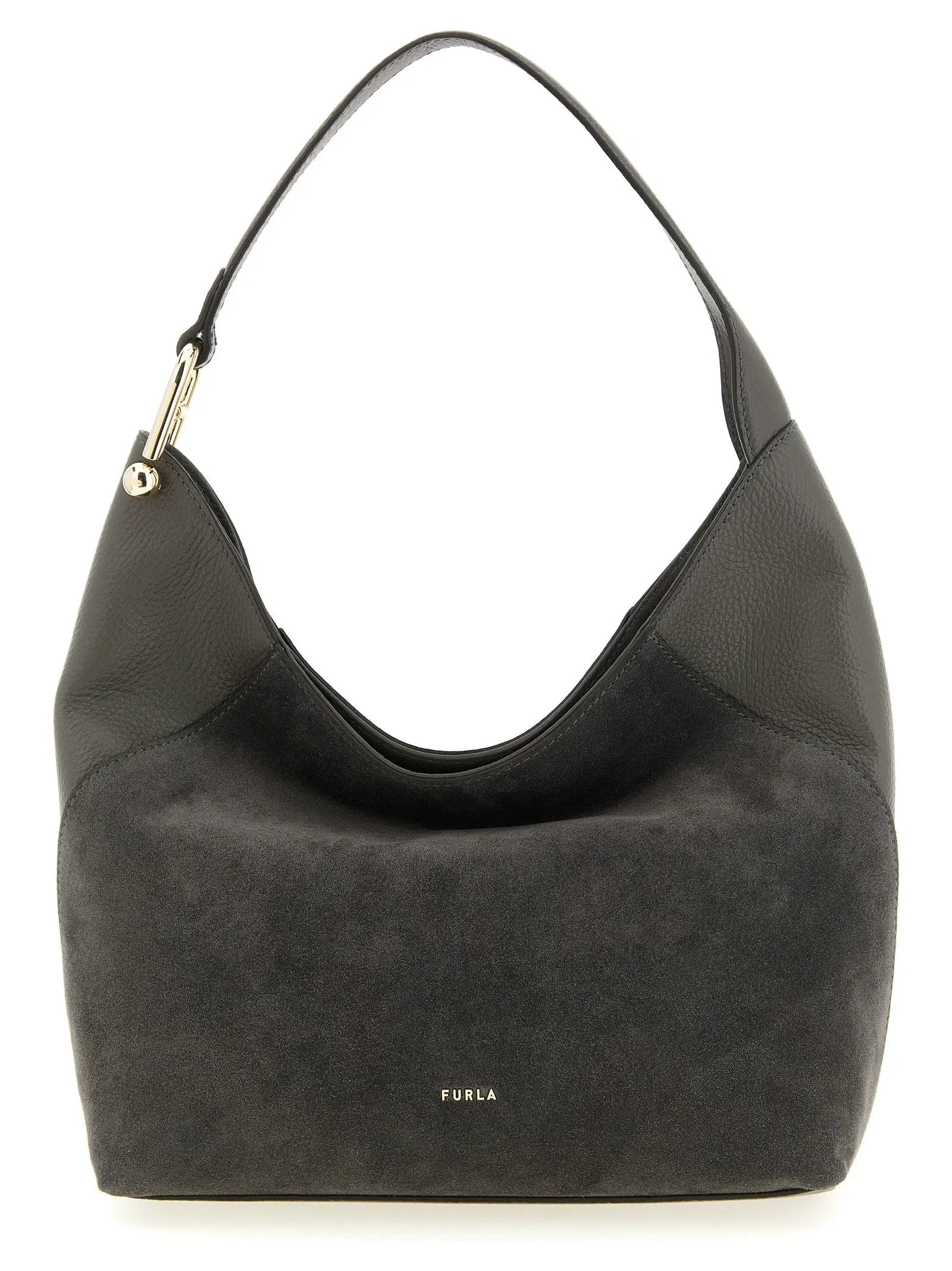 Furla Gray Calfskin Shoulder Bag