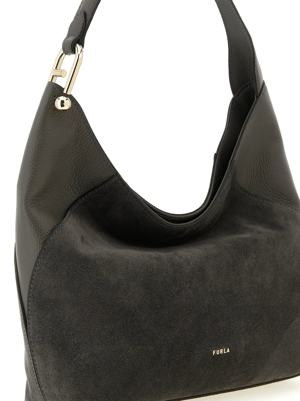 Furla Gray Calfskin Shoulder Bag