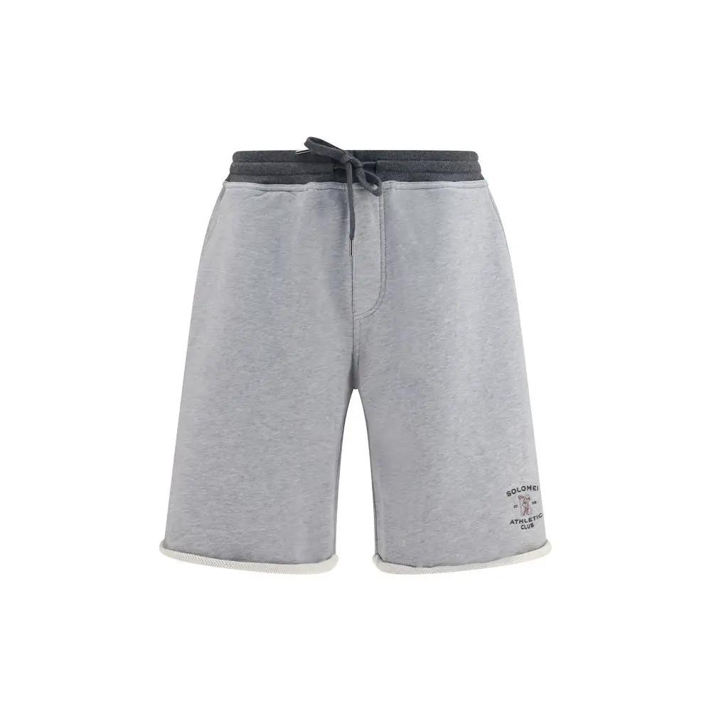 Shorts Bermudas en Coton Gris Brunello Cucinelli