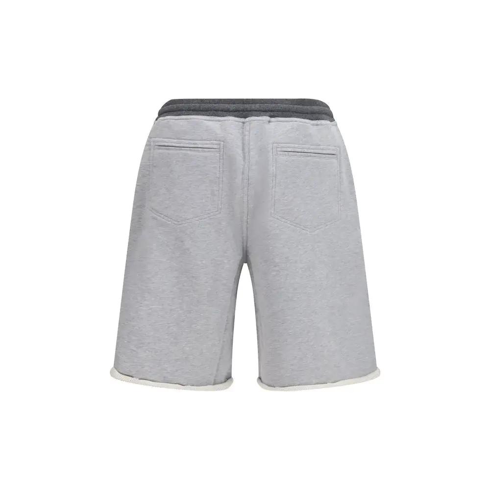 Shorts Bermudas en Coton Gris Brunello Cucinelli