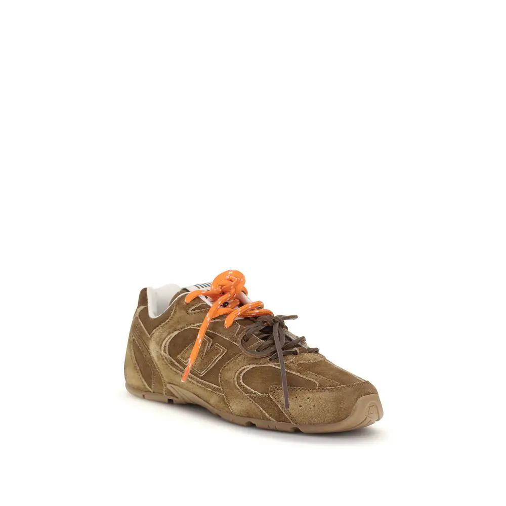 Baskets de sport Miu Miu Bos Taurus en cuir de veau marron