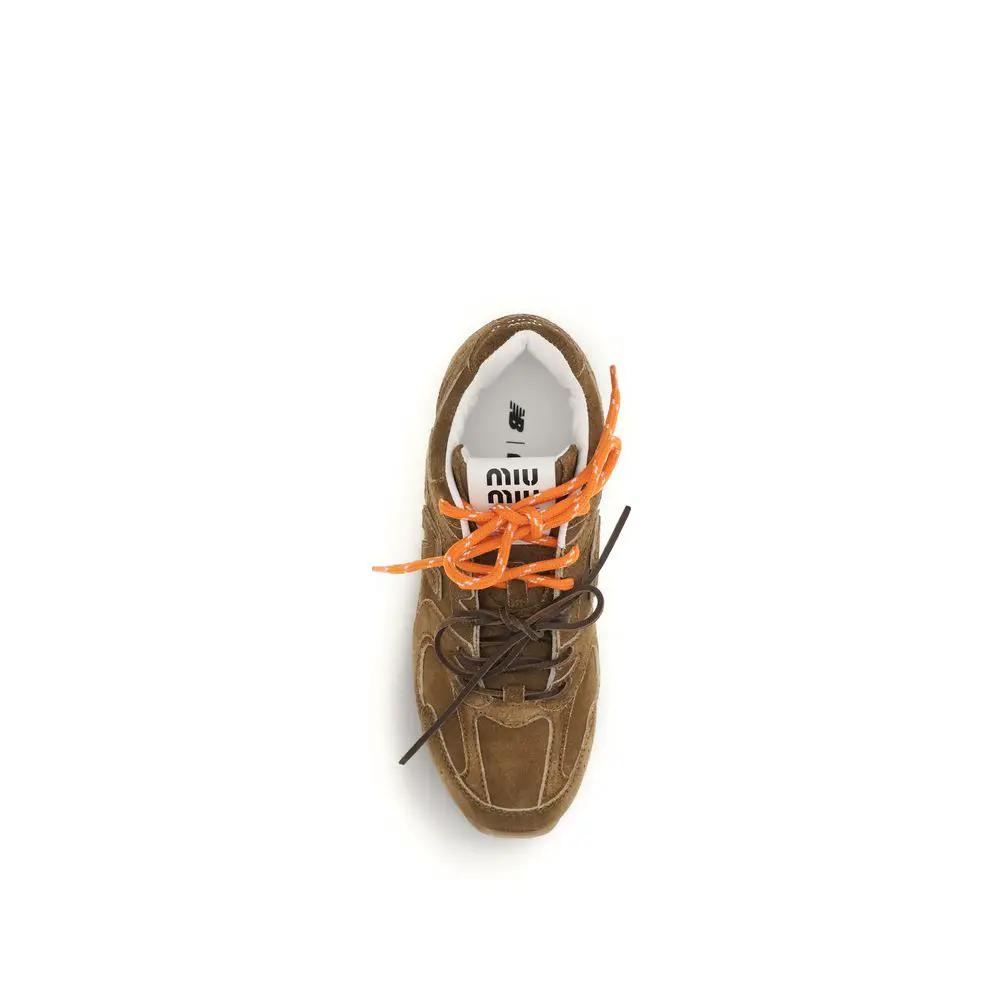 Baskets de sport Miu Miu Bos Taurus en cuir de veau marron
