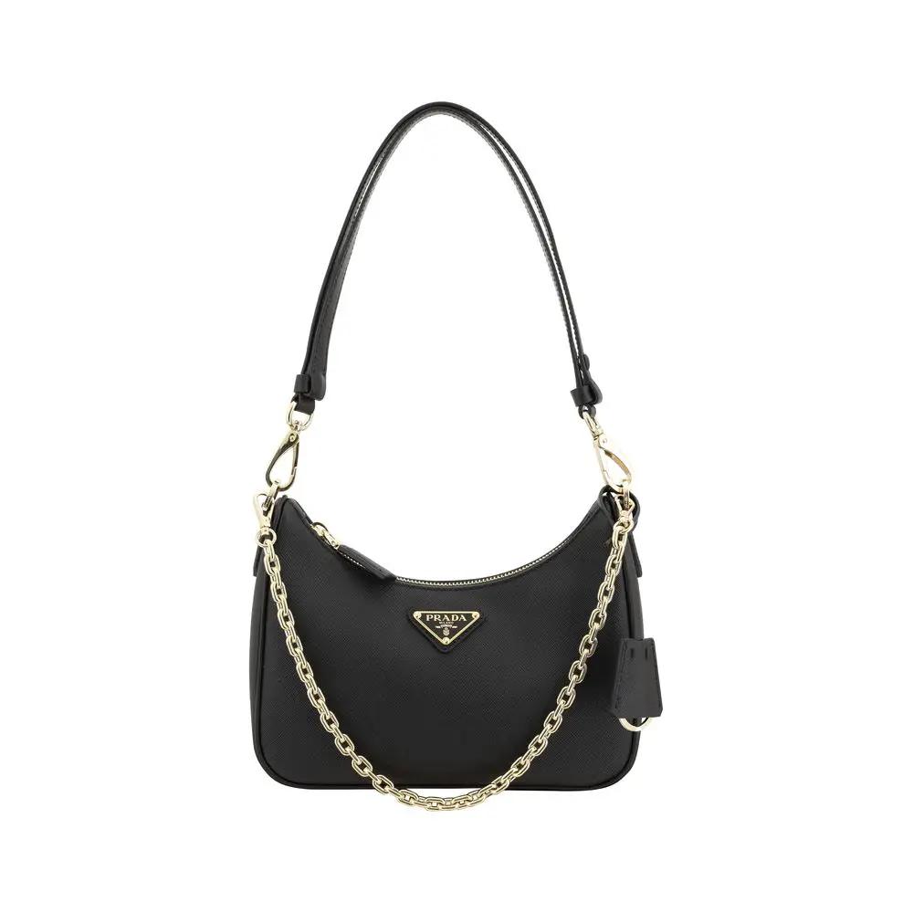 Sac bandoulière Prada Bos Taurus en cuir de veau noir