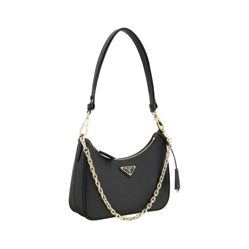 Sac bandoulière Prada Bos Taurus en cuir de veau noir