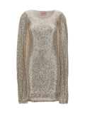 LE TWINS Silver Polyester Short Dress