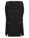 Alessandra Rich Black Wool Midi Skirt