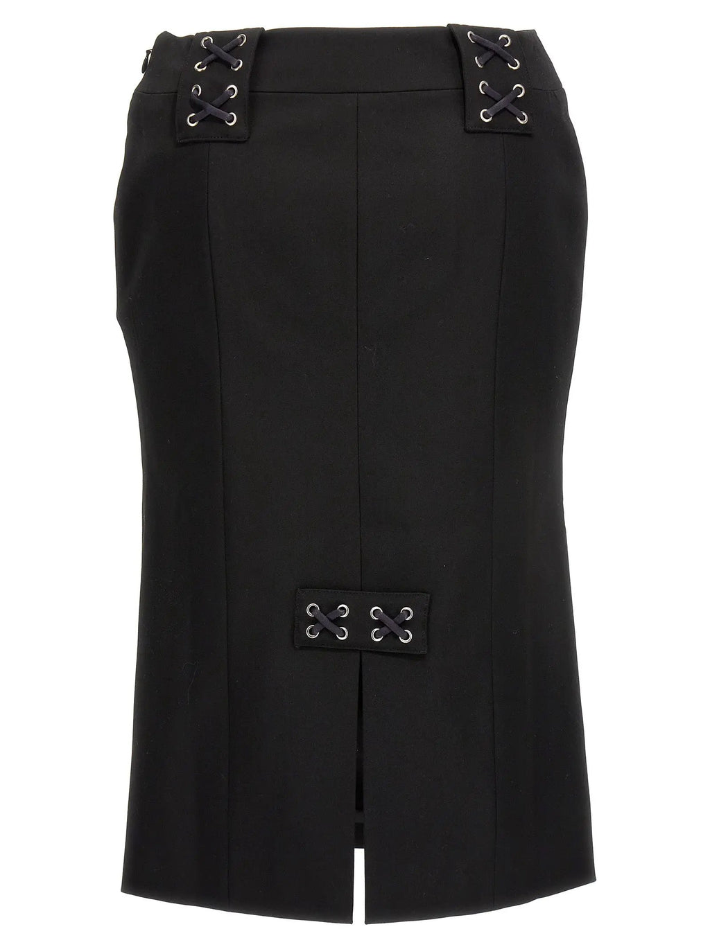Alessandra Rich Black Wool Midi Skirt