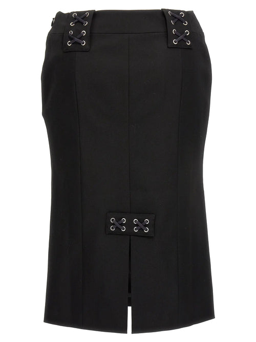 Jupe mi-longue en laine noire Alessandra Rich