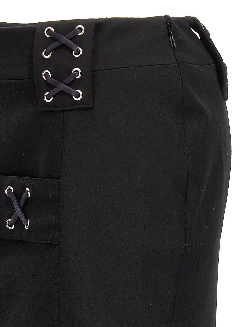 Alessandra Rich Black Wool Midi Skirt