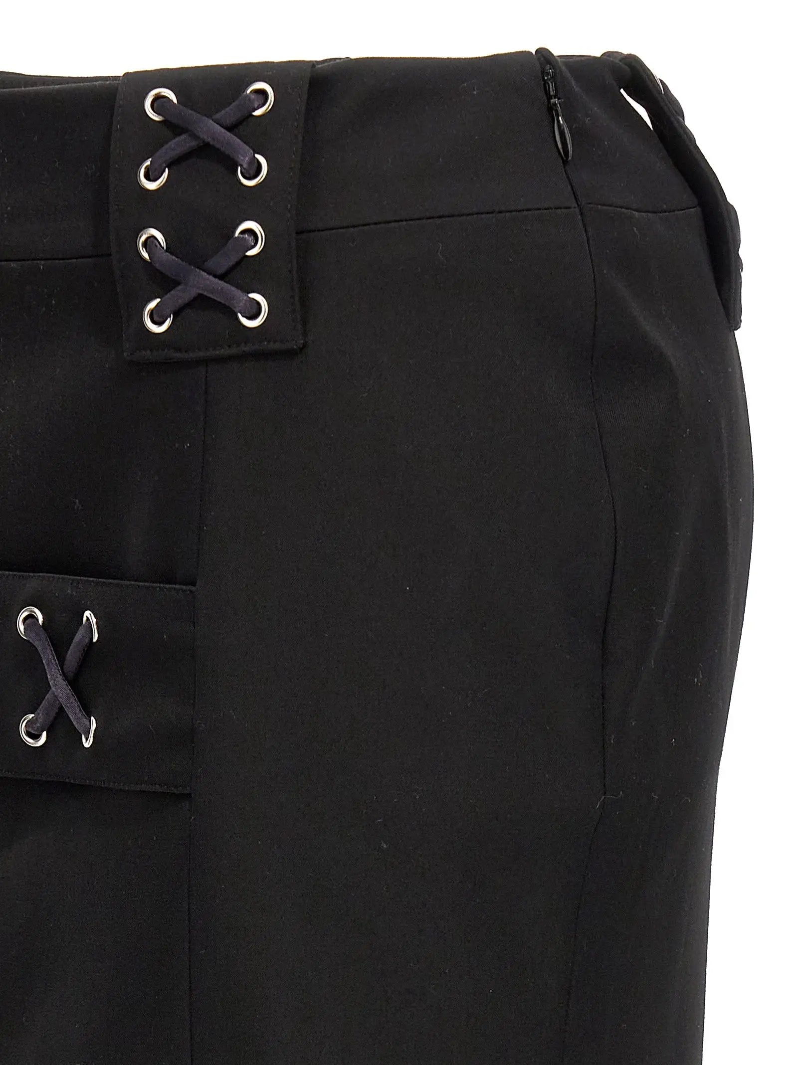 Alessandra Rich Black Wool Midi Skirt
