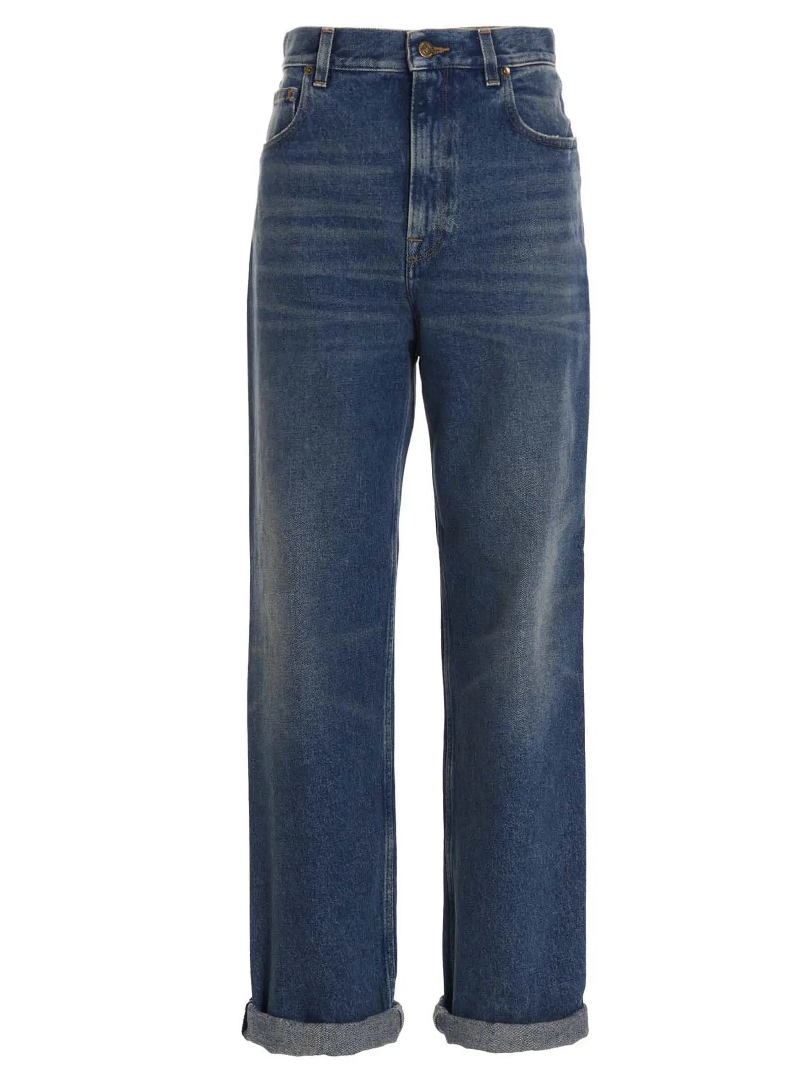 Golden Goose Blue Cotton Straight-Leg Jeans