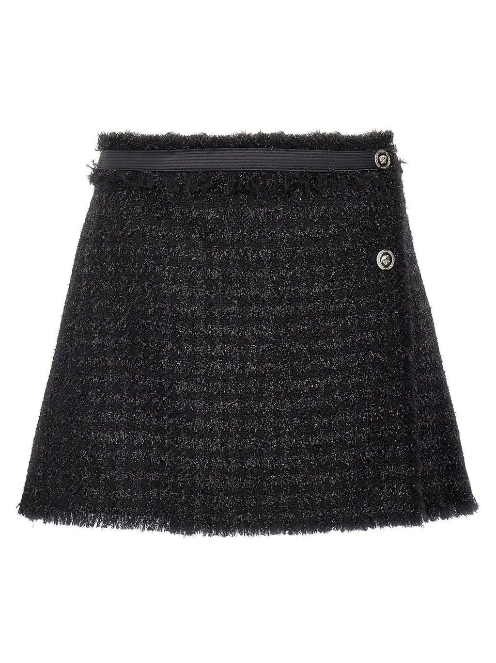 Versace Black Virgin Wool Long Skirt