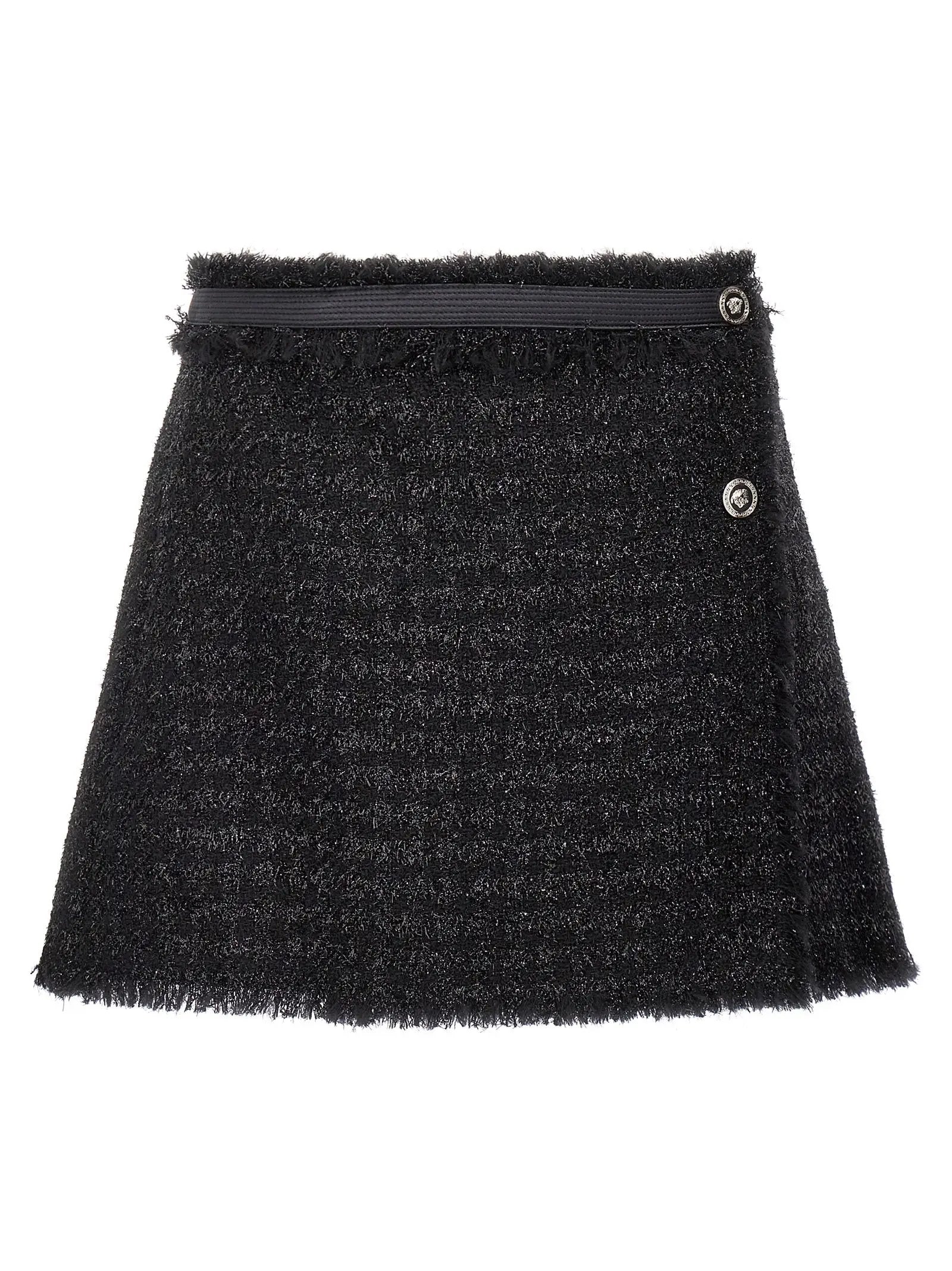 Versace Black Virgin Wool Long Skirt