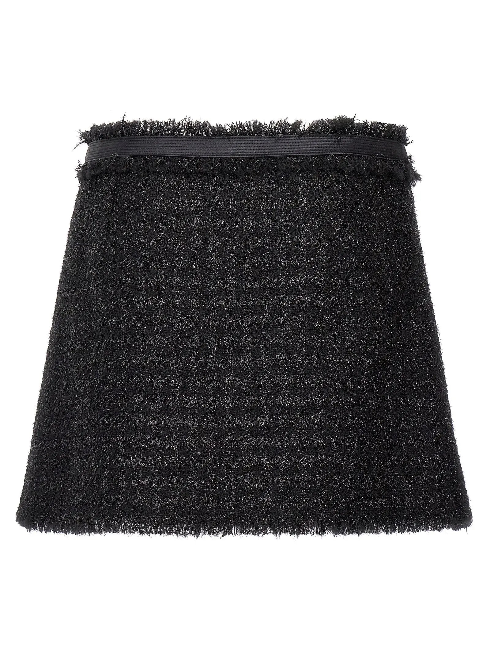 Versace Black Virgin Wool Long Skirt